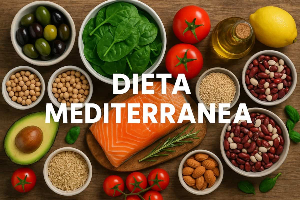 I cibi della dieta mediterranea in tavola