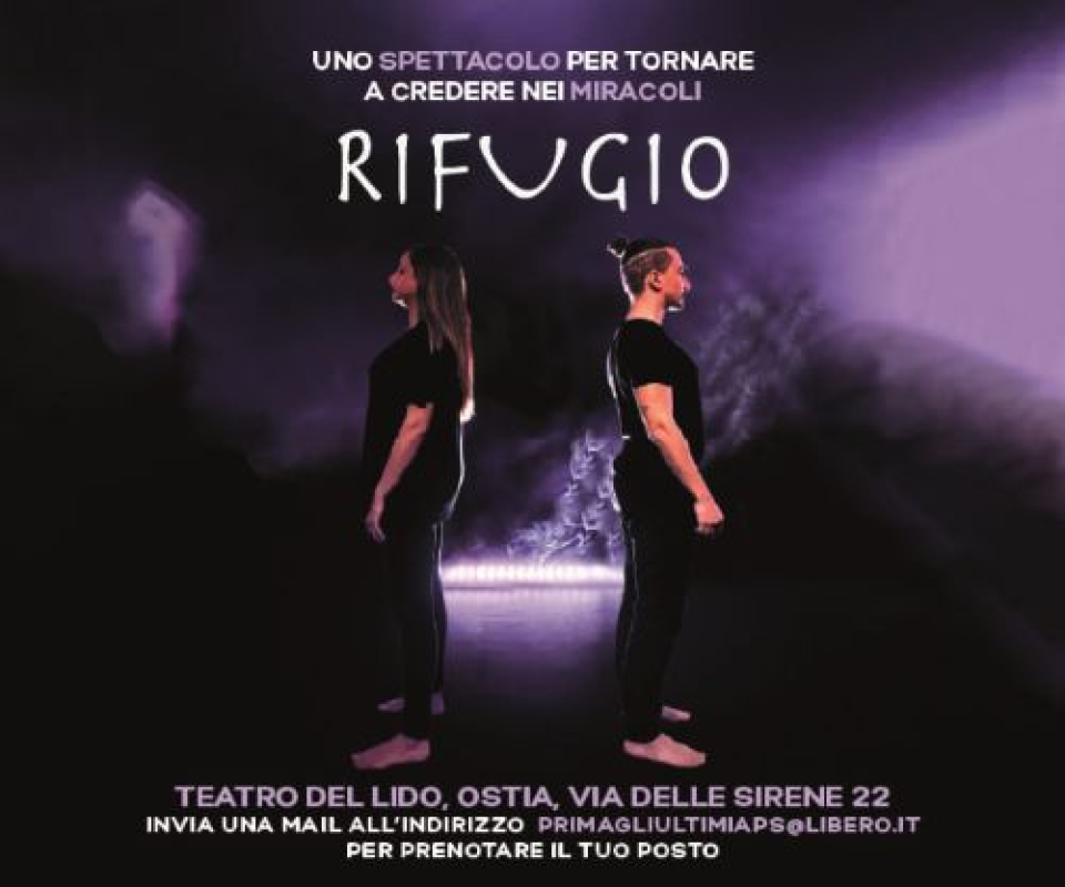 Banner dello spettacolo Rifugio, in scena al teatro del lido il 27 settembre